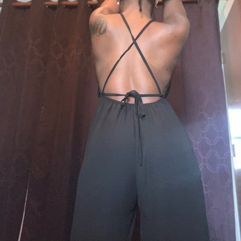 Black wide legged romper